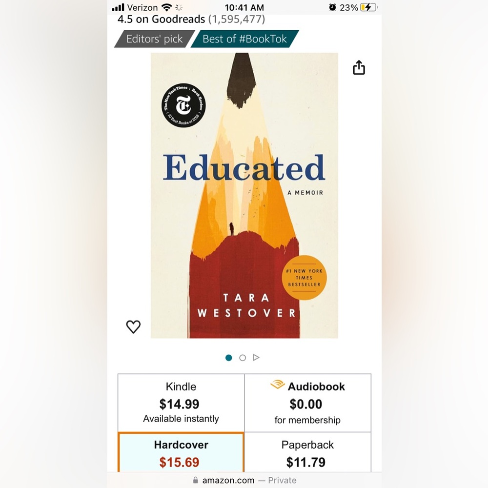 NWT NYT Bestseller Educated: A Memoir Hardcover